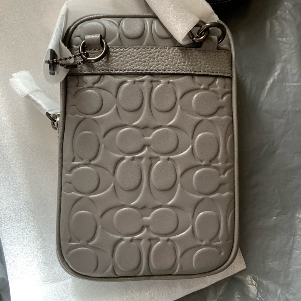 Coach Arden signature leather crossbody bag AJ 37 charcoal NWT
